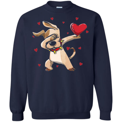 Funny Dabbing Dog Valentine_s Day T-shirt Navy