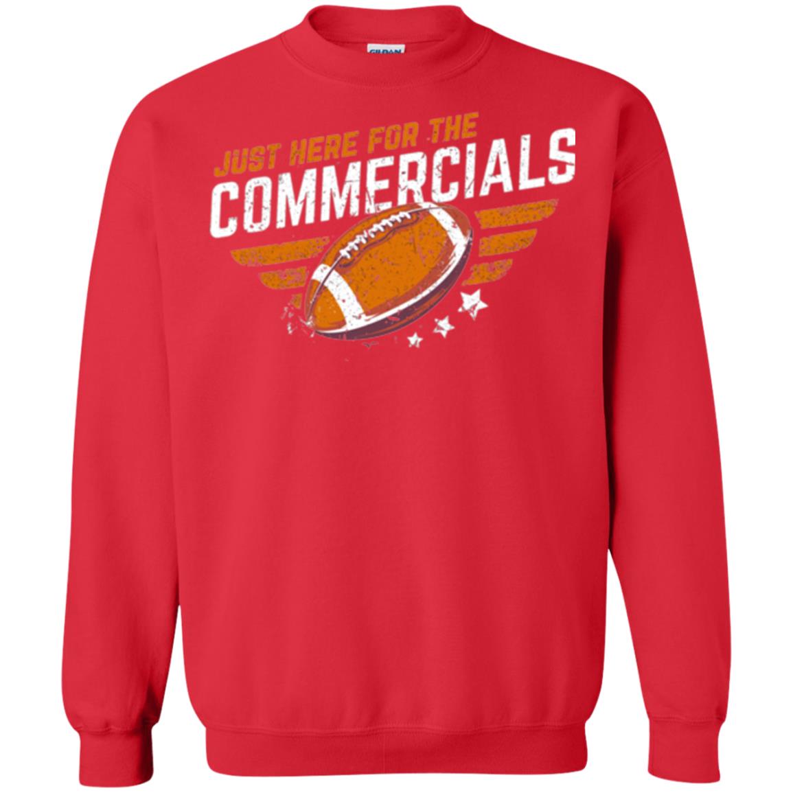 Football Lover T-shirt Just Here For The Commercials Red