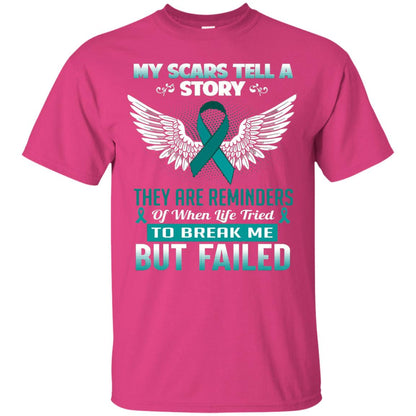 My Scars Tell A Story Ovarian Cancer Awareness T-shirt Heliconia