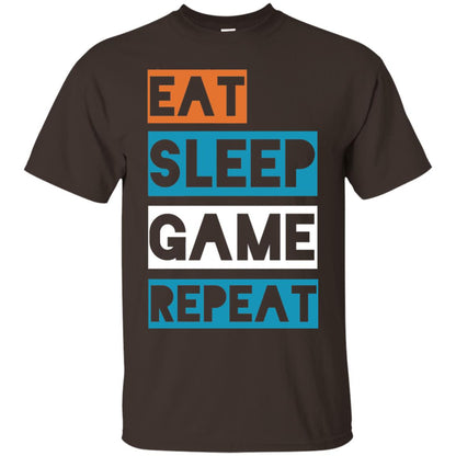 Eat Sleep Game Repeat Video Gamer Player T-shirt Dark Chocolate