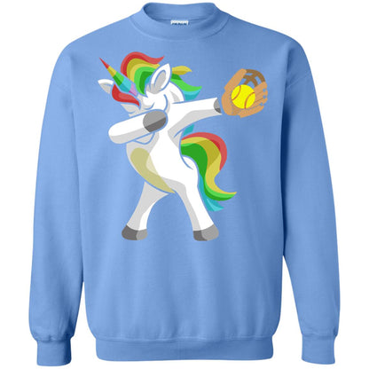 Dabbing Unicorn Softball T-shirt Funny Dabbing Carolina Blue