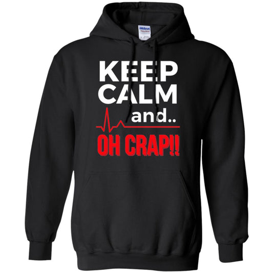 Funny Emergency Room T-shirt Keep Calm Oh Crap Flatline Black