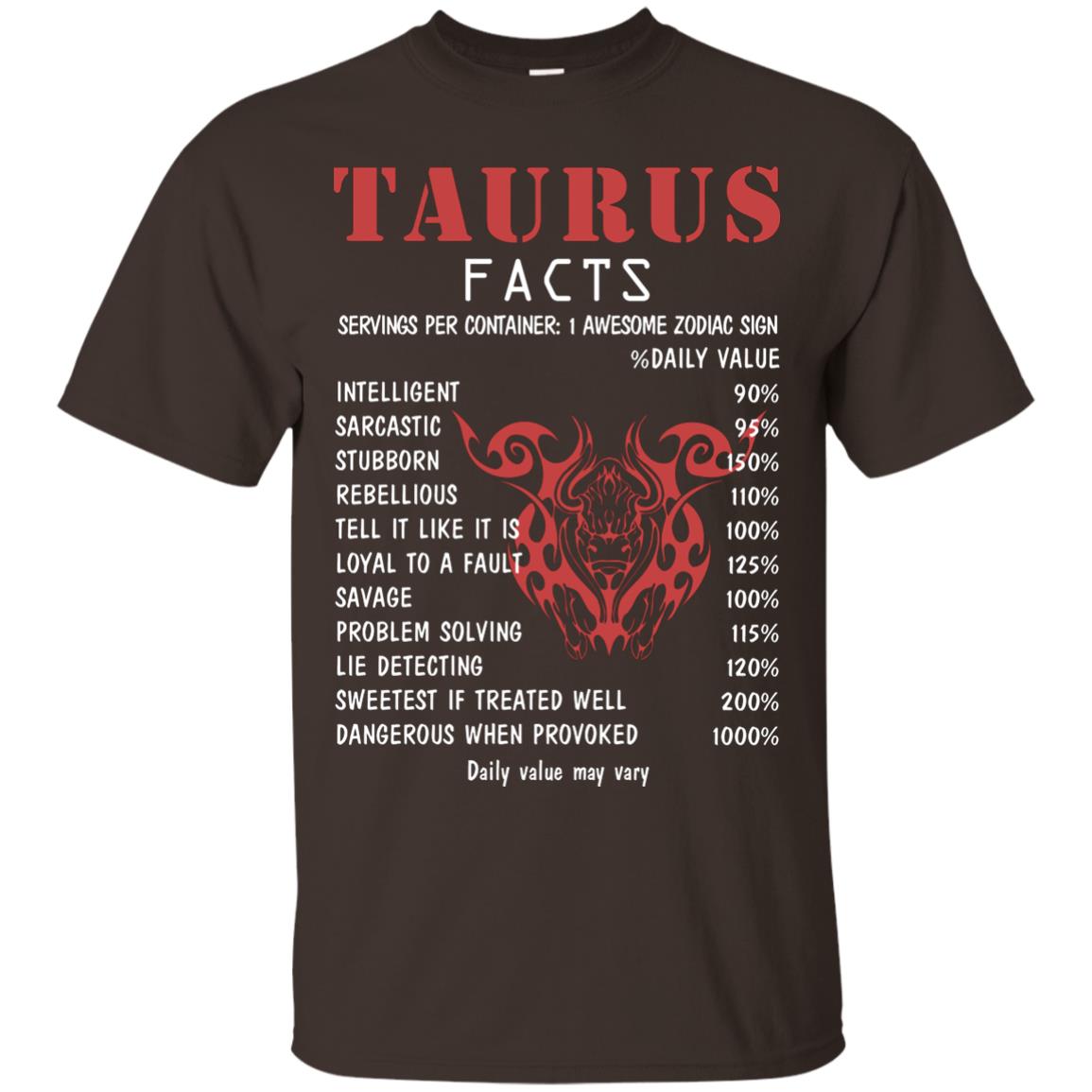 Taurus Facts 1 Awesome Zodiac Sign Gift Shirt For Taurus Horoscope Dark Chocolate
