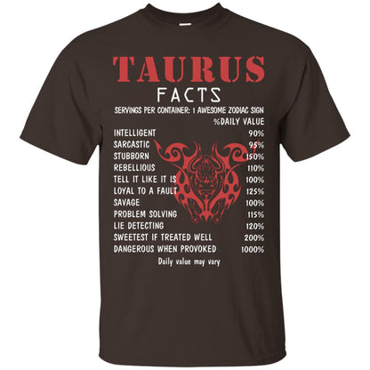Taurus Facts 1 Awesome Zodiac Sign Gift Shirt For Taurus Horoscope Dark Chocolate