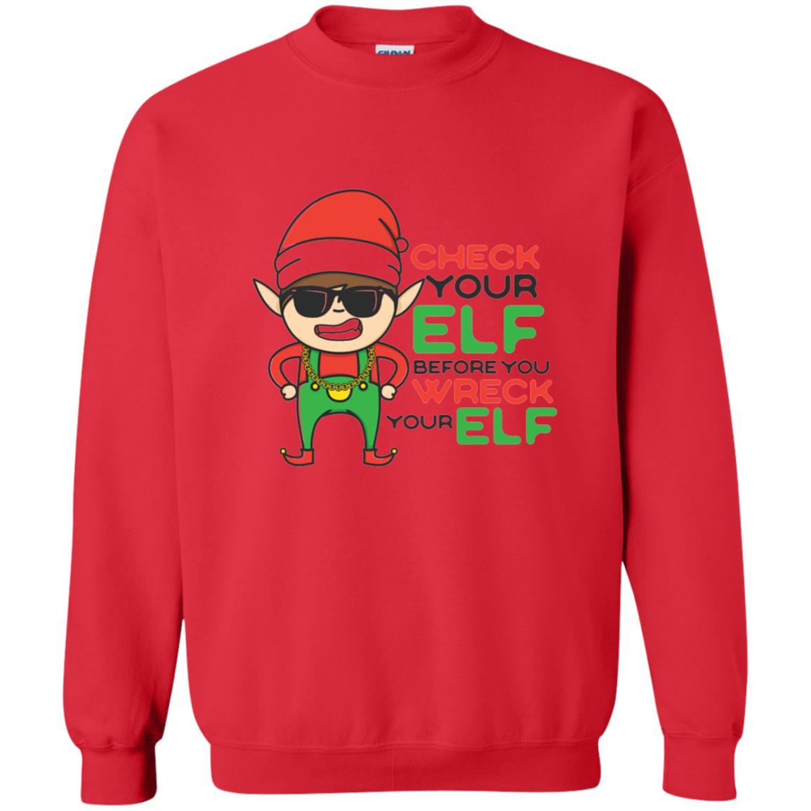 Christmas T-shirt Check Your Elf Before You Wreck Your Elf Red