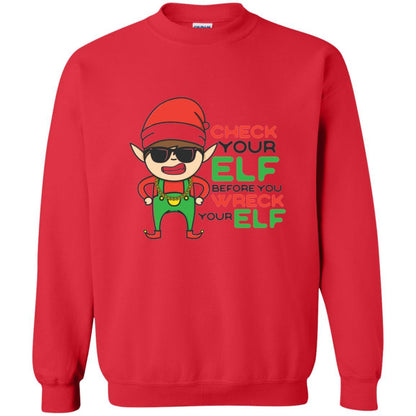 Christmas T-shirt Check Your Elf Before You Wreck Your Elf Red