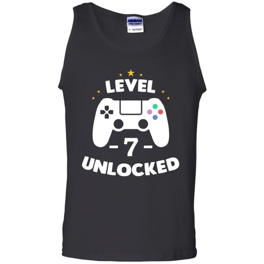 Level 7 Unlocked Gamer Seventh Birthday Party Shirt Black