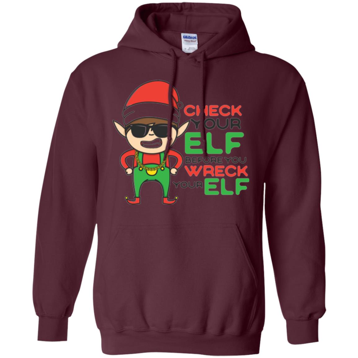 Christmas T-shirt Check Your Elf Before You Wreck Your Elf Maroon