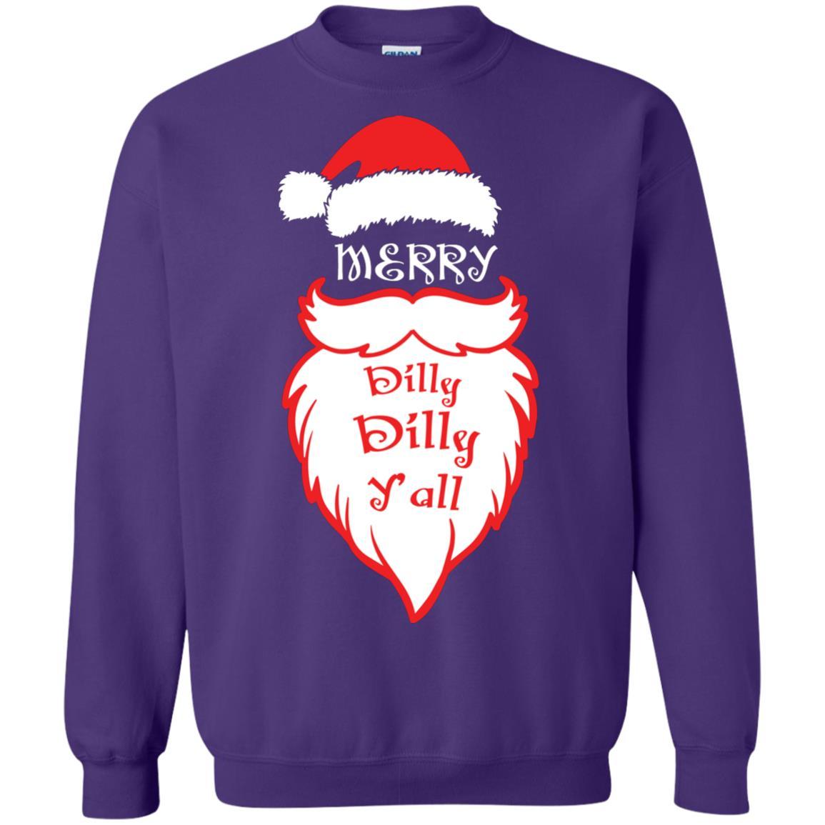 Christmas T-shirt Merry Dilly Dilly Y'all Purple