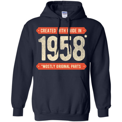 Created With Pride In 1958 Mostly Original Parts 60th Birthday T-shirt Navy