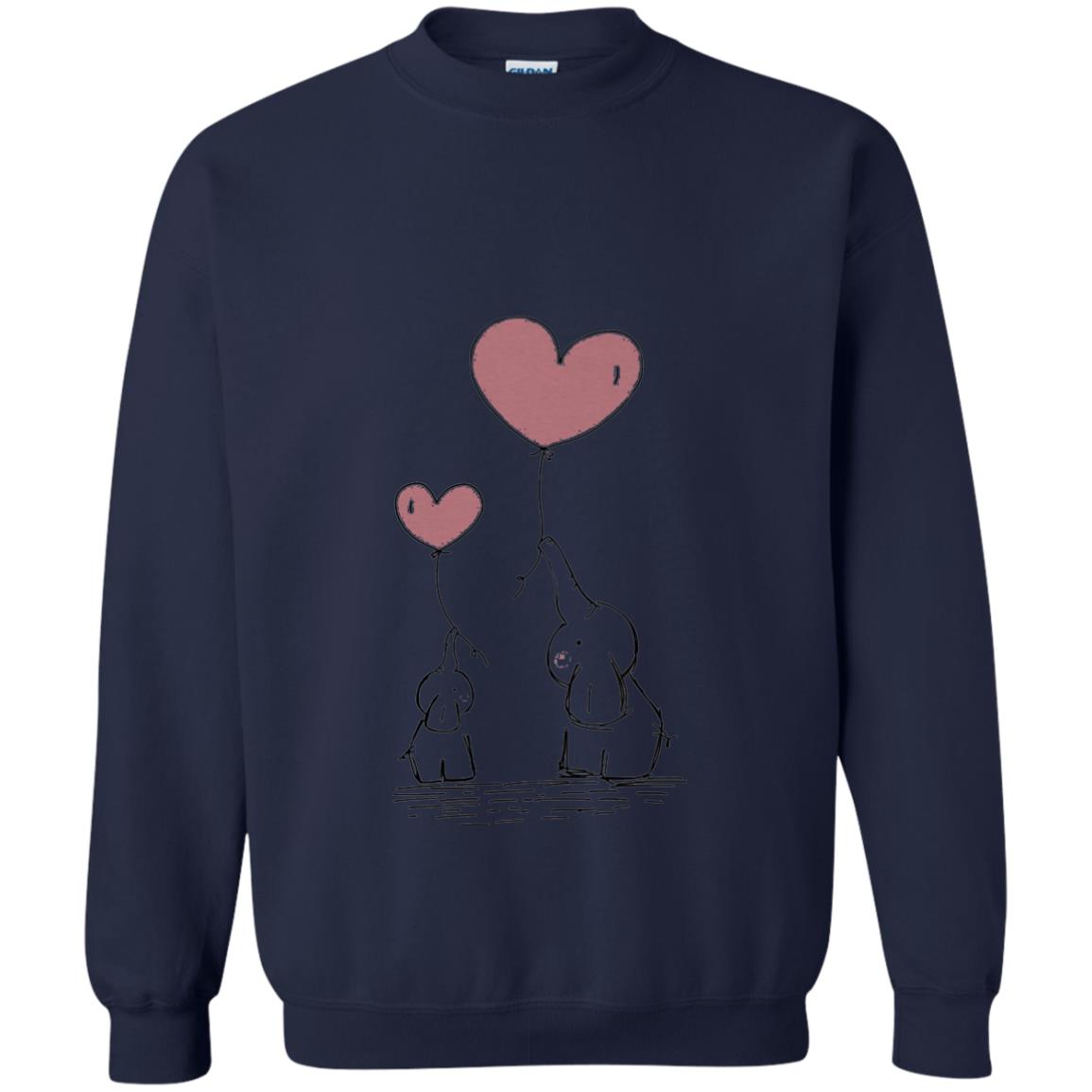 Elephants Mom Heart Balloons Family Shirt Navy