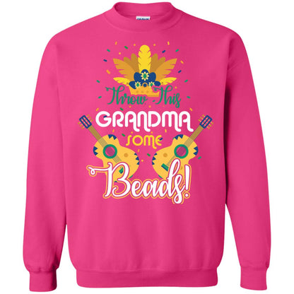 Mardi Gras T-shirt Throw This Grandma Some Beads Heliconia
