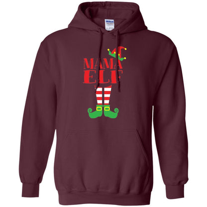 Family Christmas T-shirt Mama Elf T-shirt Maroon