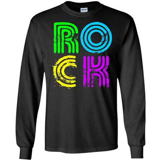Bright Neon Colours Rock 80_s Retro Theme T-shirt Black