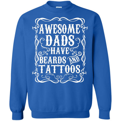 Awesome Dads Have Tattoos And Beards Funny Daddy T-shirt Royal