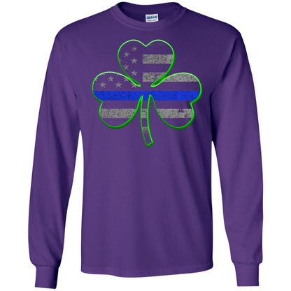 Thin Blue Line St Patrick_s Day Clover T-shirt Purple