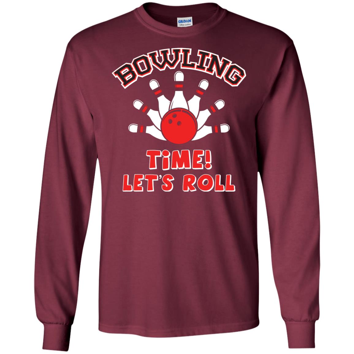 Bowling Lover T-shirt Time Let’s Roll Maroon