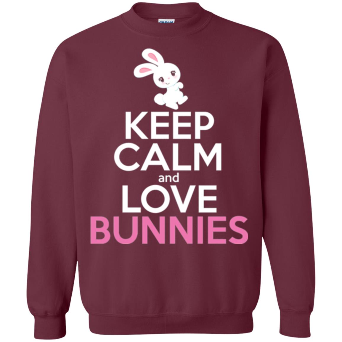 Bunny T-shirt Keep Calm And Love Bunnies Maroon