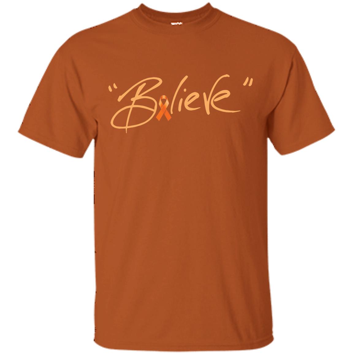 Leukemia Symptoms Awareness Shirt Orange Ribbon Believe Texas Orange