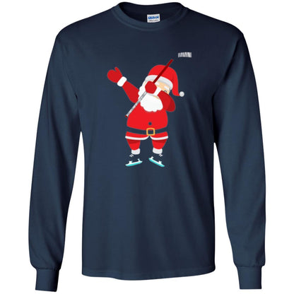 Christmas T-shirt Santa Claus Dabbing Hockey Navy