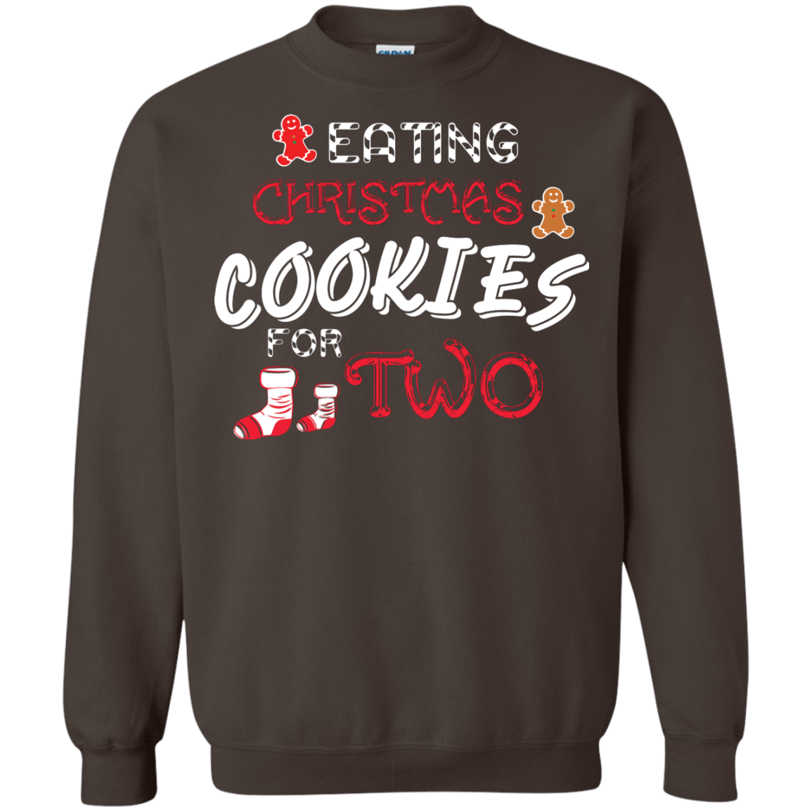 Christmas T-shirt Eating Christmas Cookies For Two Dark Chocolate