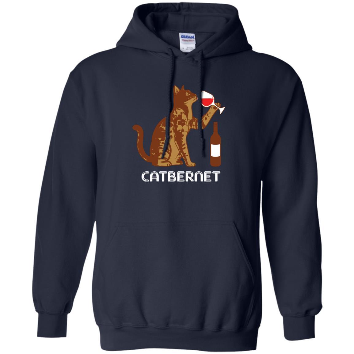 Cat Lovers T-shirt Catbernet Cat Wine Navy