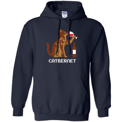 Cat Lovers T-shirt Catbernet Cat Wine Navy