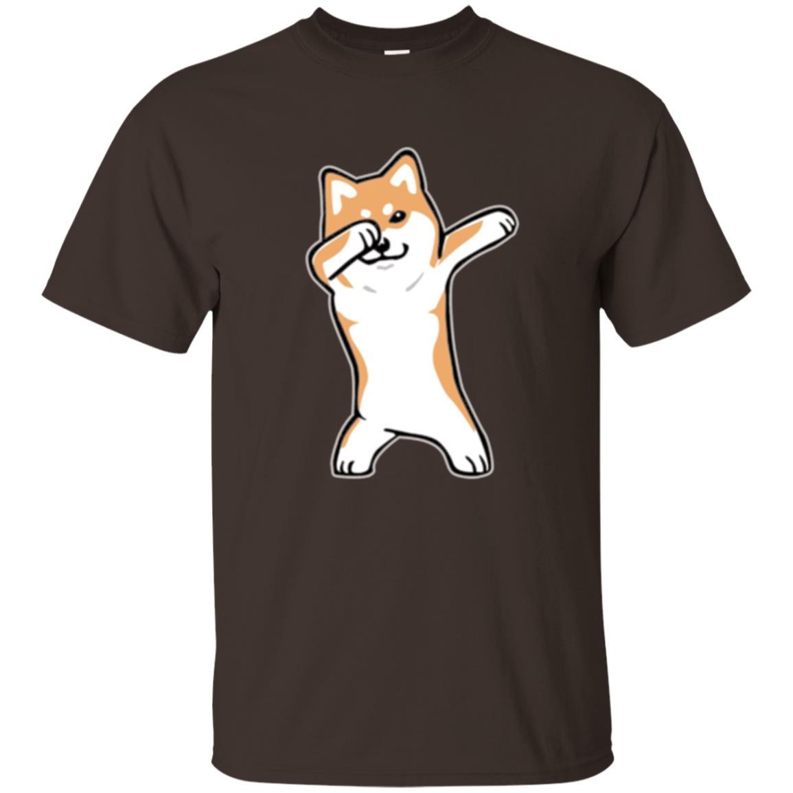 Dog Lover T-shirt Dabbing Shiba Inu Doge Dark Chocolate