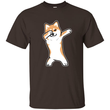 Dog Lover T-shirt Dabbing Shiba Inu Doge Dark Chocolate