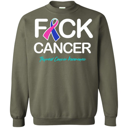 Fck Cancer Thyroid Cancer Awareness T-shirt Military Green