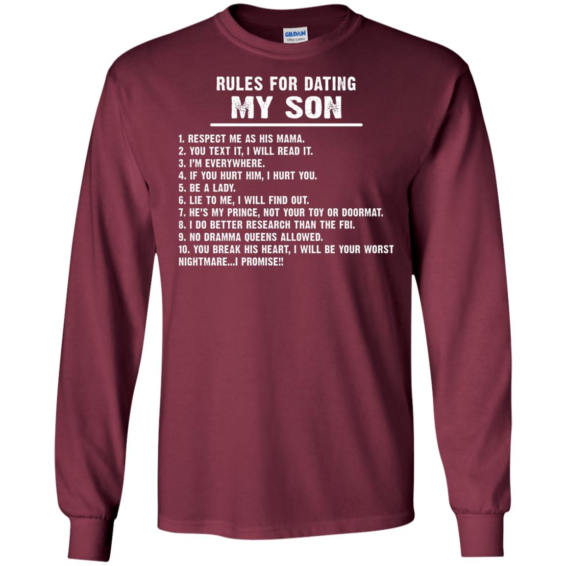 Rules For Dating My Son Daddy Shirt Maroon