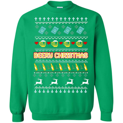 Beery Christmas Merry X-mas Beer Drinking Lovers Gift Shirt Irish Green
