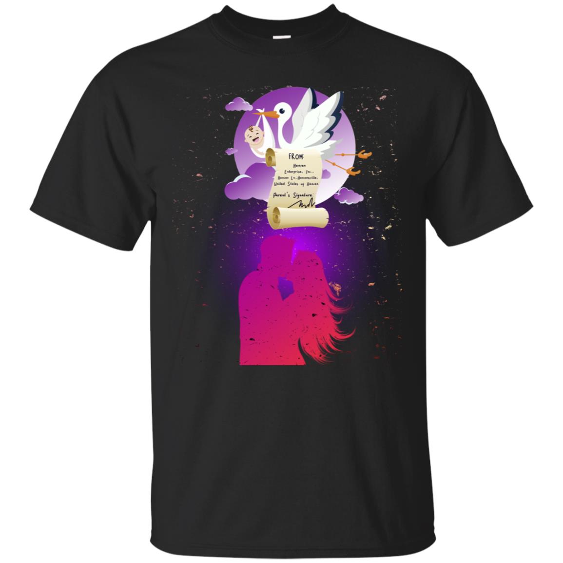 Stork Carrying Baby Mom And Dad Shirt For Women Black