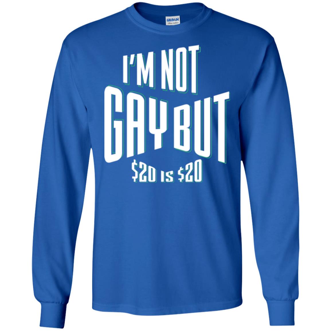 Funny Bi-curious Bachelor Humor Party T-shirt I'm Not Gay But $20 Is $20 Royal