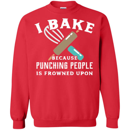 Baking T-shirt I Bake Because Punching People Frowned Upon Red