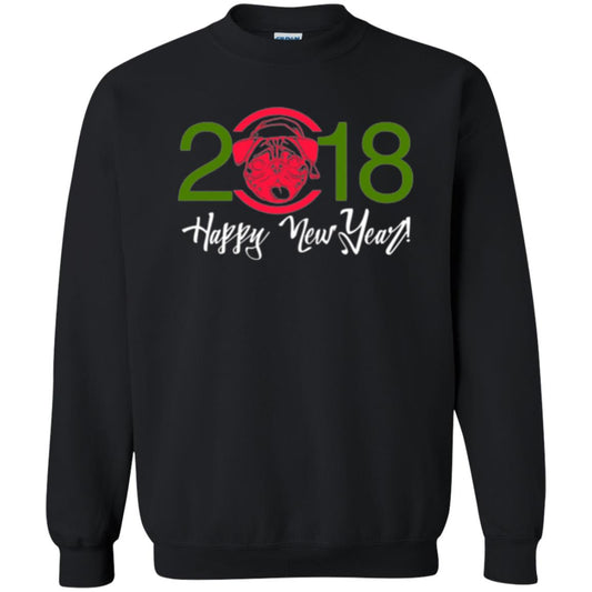 Dog Lovers T-shirt Happy New Year 2018 Black