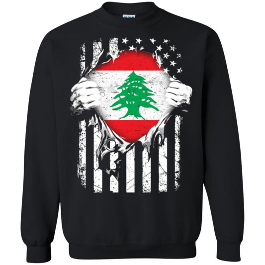 Super Lebanon Hearts American Patriot Flag Lebanese T-shirt Black