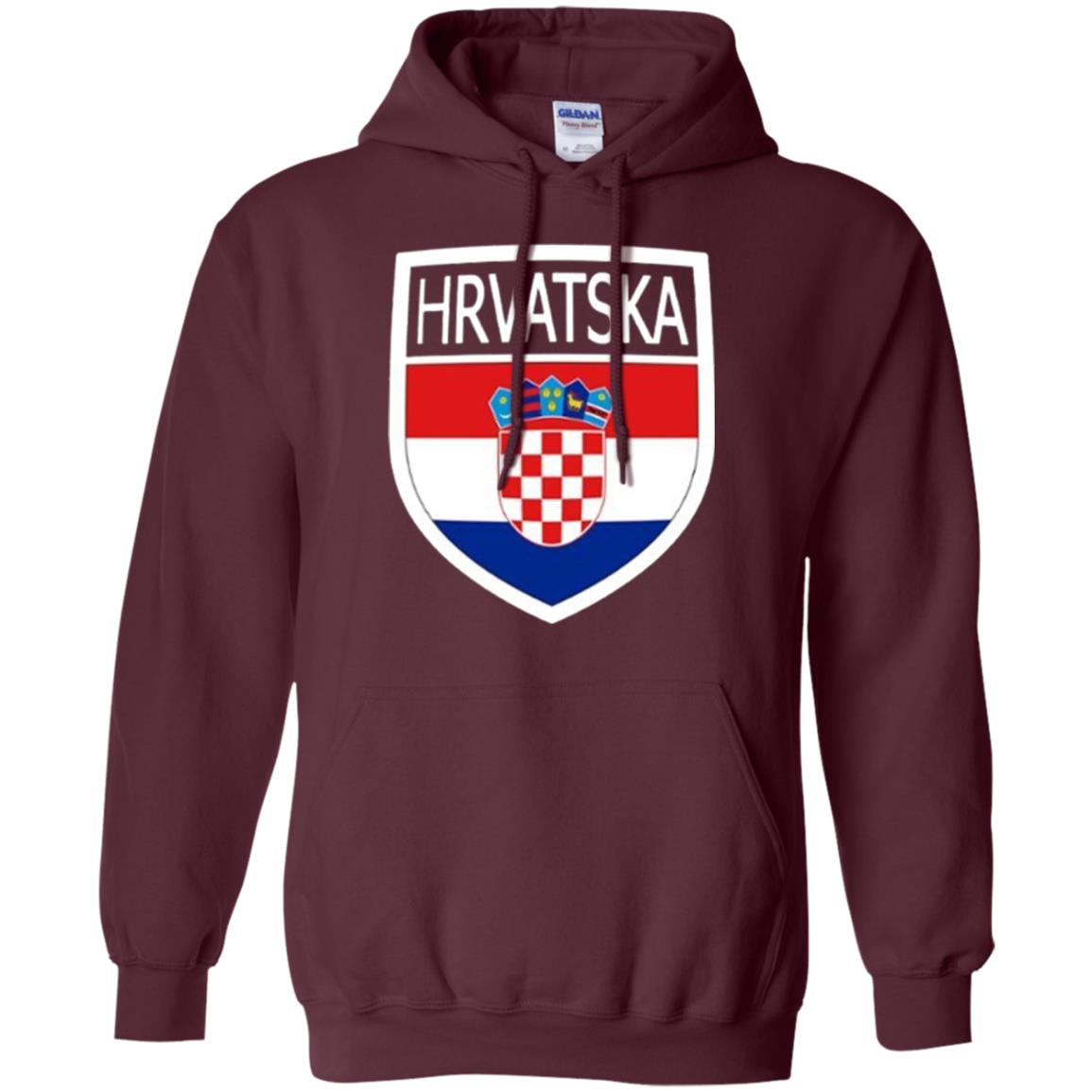 Croatia Shield T-shirt Hrvatska Patch Croatian Flag Badge Maroon