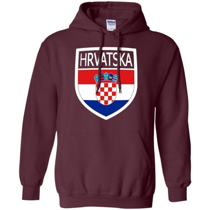 Croatia Shield T-shirt Hrvatska Patch Croatian Flag Badge Maroon