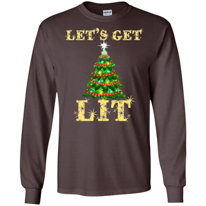 Christmas T-shirt Let_s Get Lit Dark Chocolate