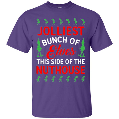 Christmas T-shirt Jolliest Bunch Of Elves This Side Of The Nuthouse Purple