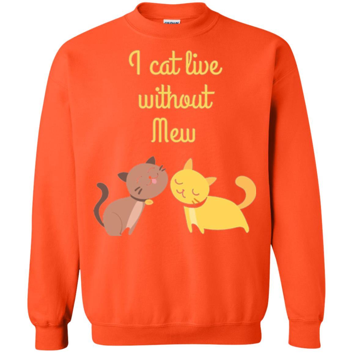 Cat Lover T-shirt I Cat Live Without Mew Orange