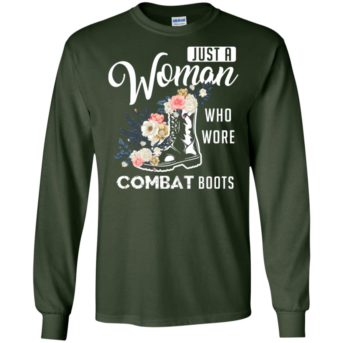Just A Woman Who More Combat Boots Female Veteran T-shirt Forest Green