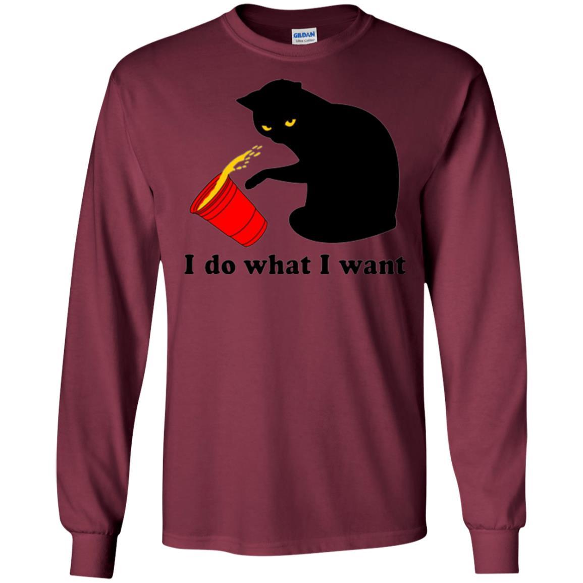 Cat Lover T-shirt I Do What I Want Maroon