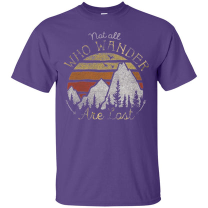 Gradient Mountain Gold T-shirt Not All Who Wander Are Lost Purple