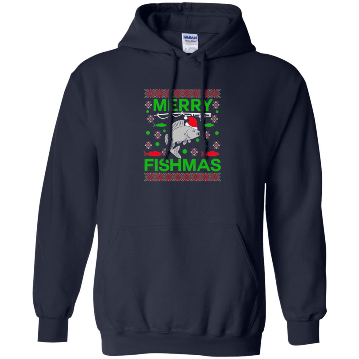 Christmas T-shirt Merry Fishmas Merry Christmas Fisherman Navy