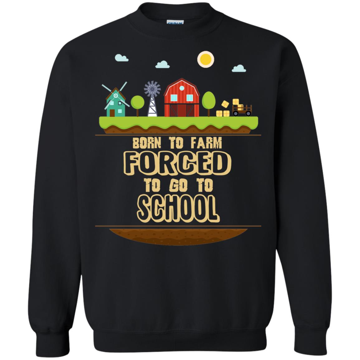 Born To Farm Forced To Go To School Farmer First Day Of School Shirt Black