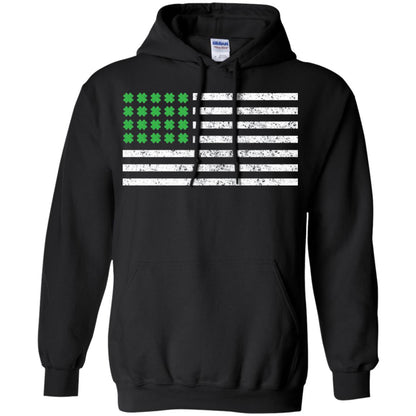 Usa Flag With Irish Shamrock St Patricks Day T-shirt Black