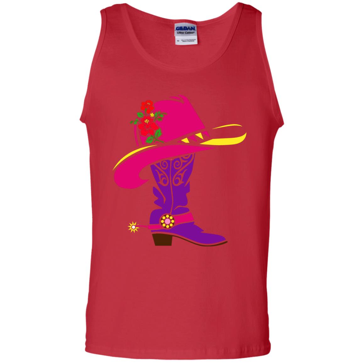 Cowgirl Boots With Hat T-shirt Red