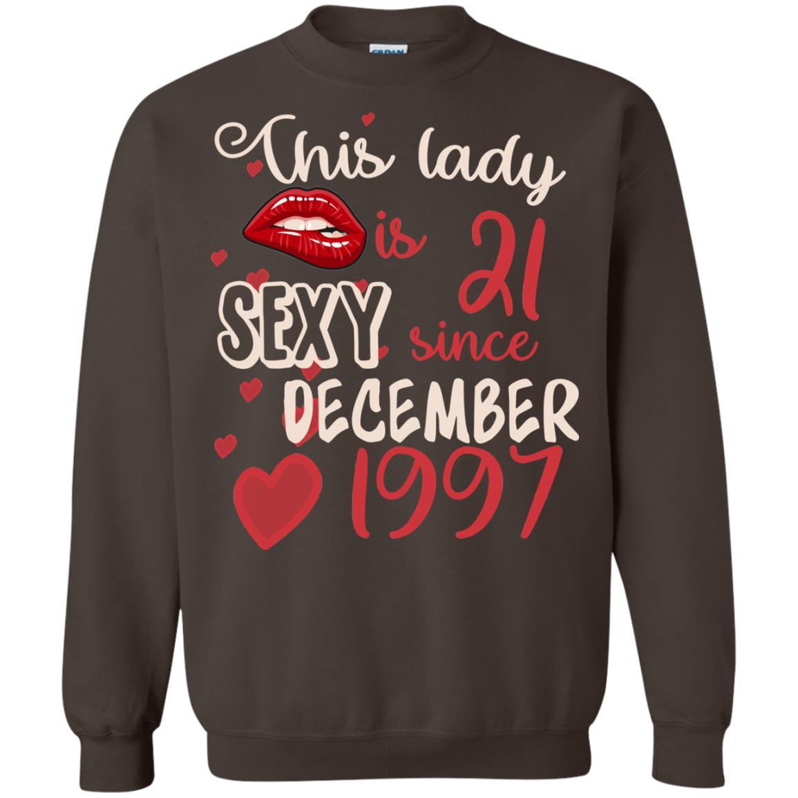 This Lady Is 21 Sexy Since December 1997 21st Birthday Shirt For December Womens Dark Chocolate